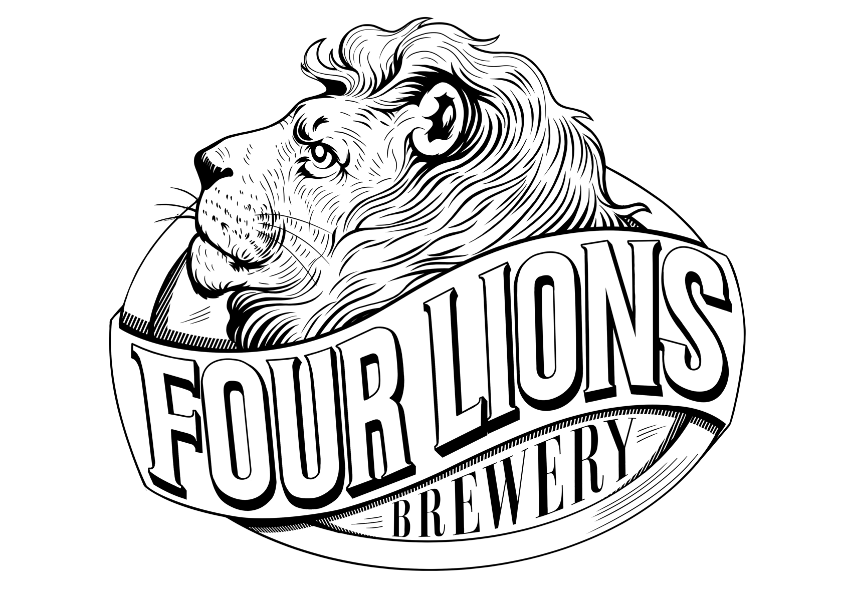 Outline for lion's head logo.
