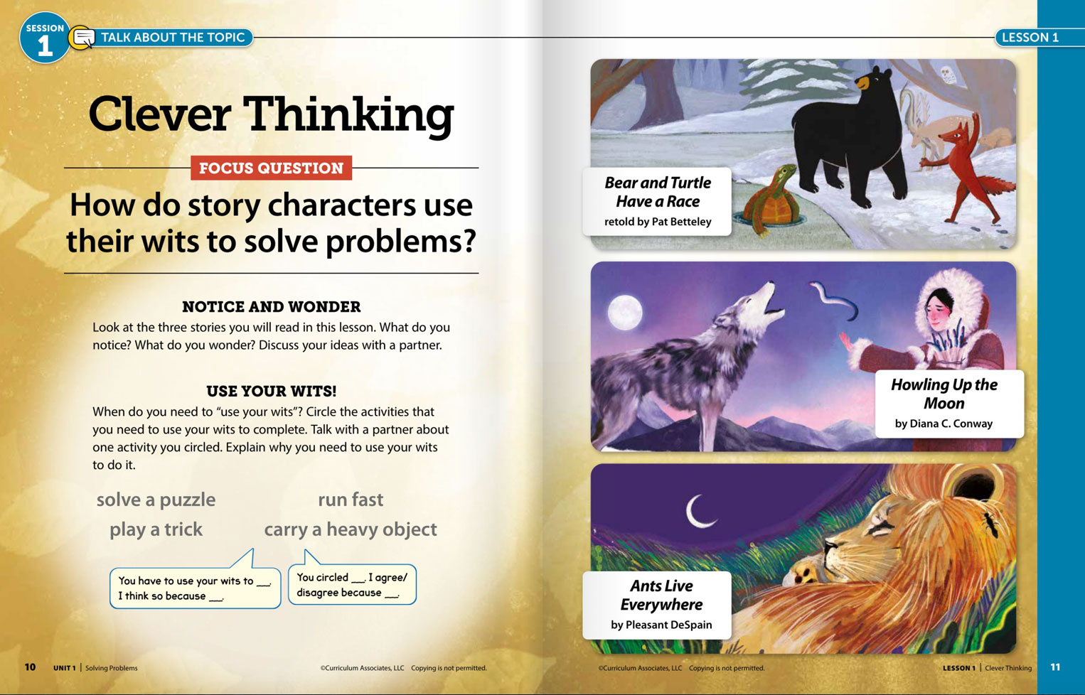 An opening spread for a unit of folktales.